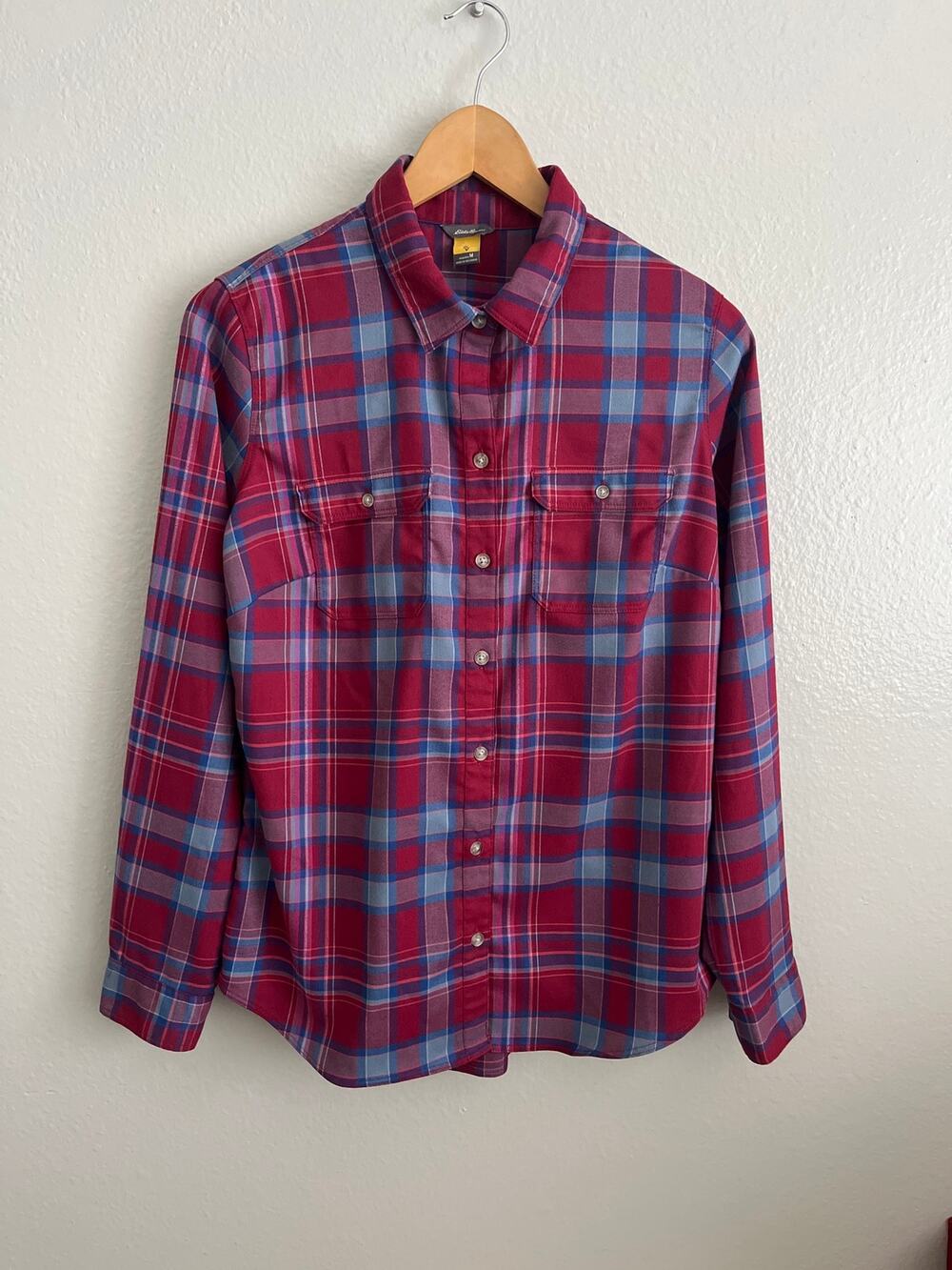 Eddie Bauer Plaid Button Down Western Cowgirl Plaid Preppy, M